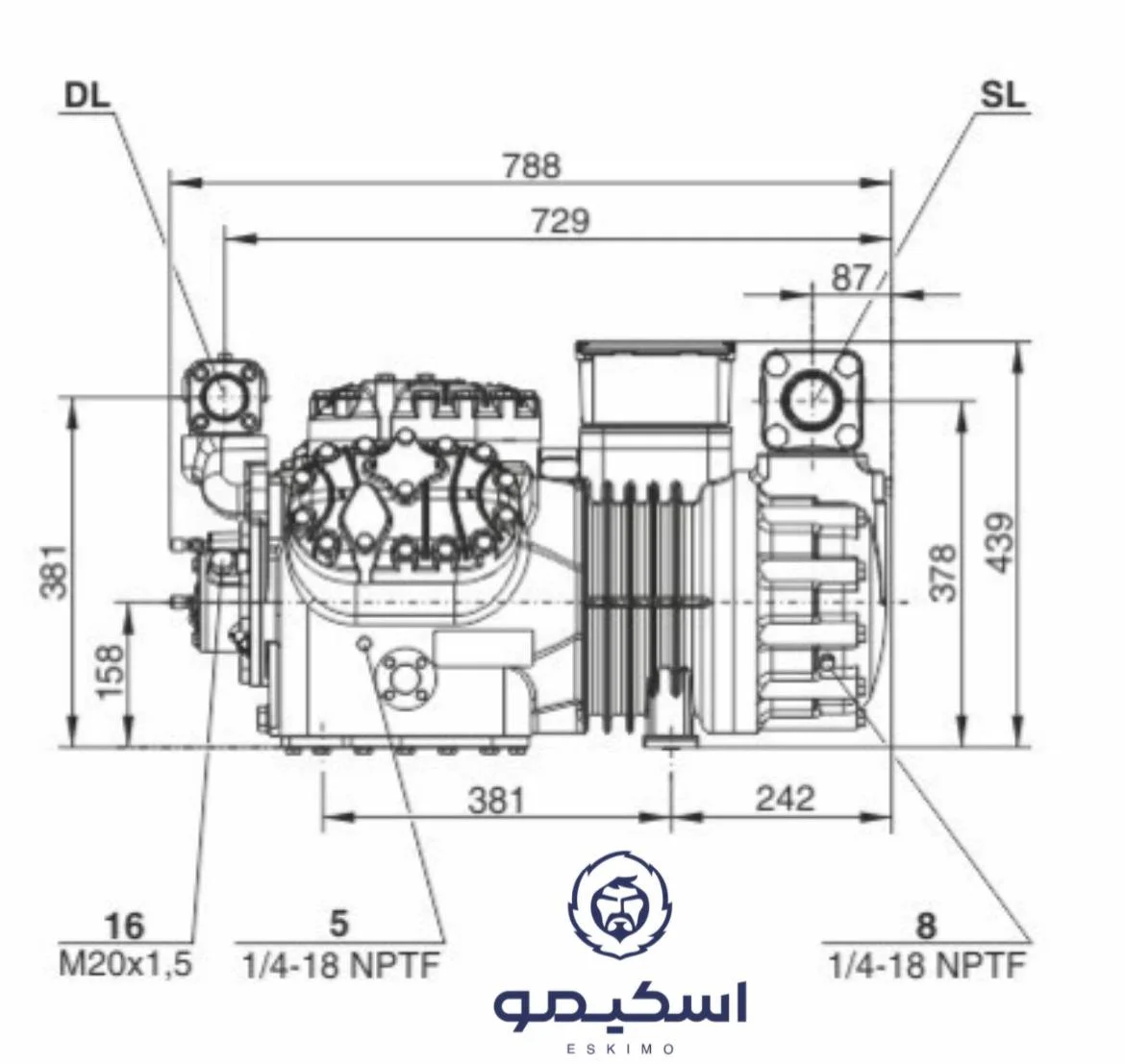 مدل 6HE-28 کمپرسور 25 اسب بخار پیستونی بیتزر