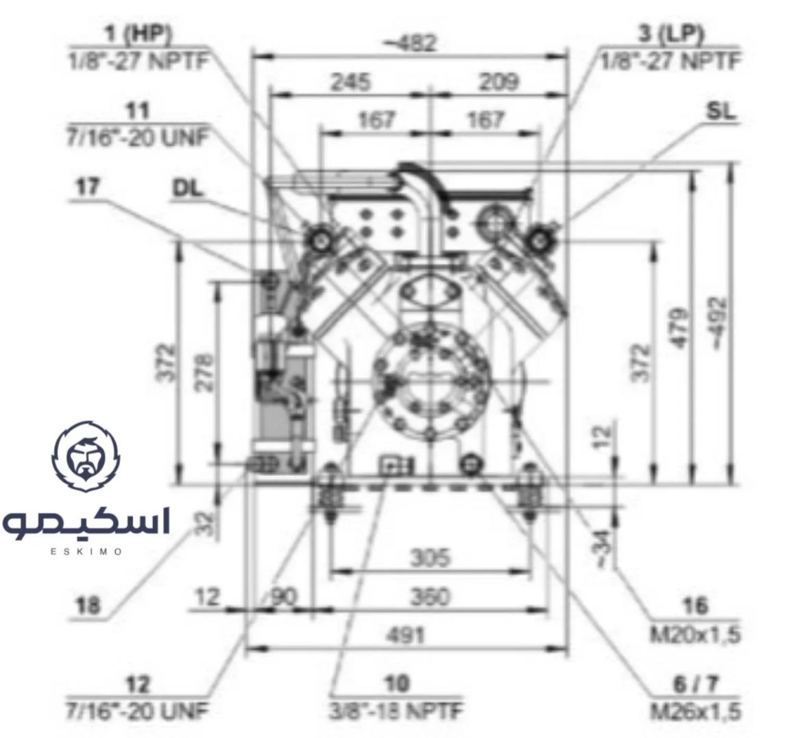 مدل S4G-12.2 کمپرسور دومرحله ای 12 اسب بخار بیتزر